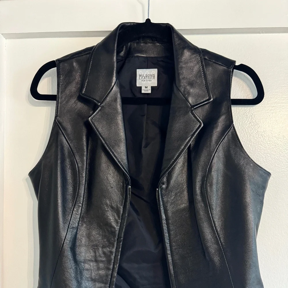 Vintage Wilson's Leather Moto Vest MAXIMA - Picture 2 of 4